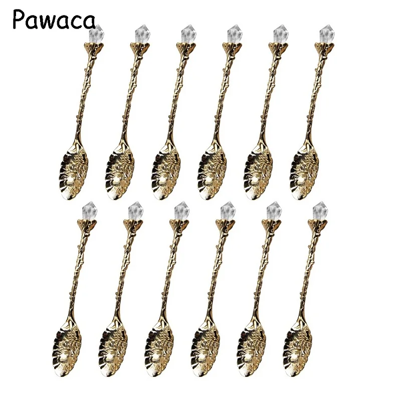 Pawaca 12 шт. Европейская винтажная украшенная резная кофейная ложка с длинной