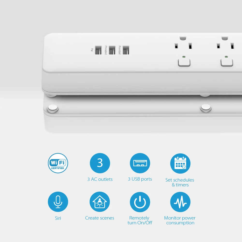 Умная розетка Koogeek с индивидуальным управлением светодиодная Wi Fi удлинитель 3 USB