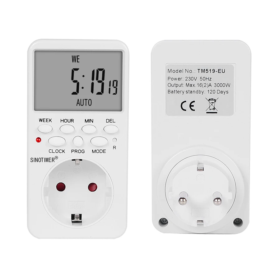 TM519 Electronic Digital Timer Plug EU BR UK US IL Programmable Socket with 220V 120V 7 Day 12/24 Hour Timing | Инструменты