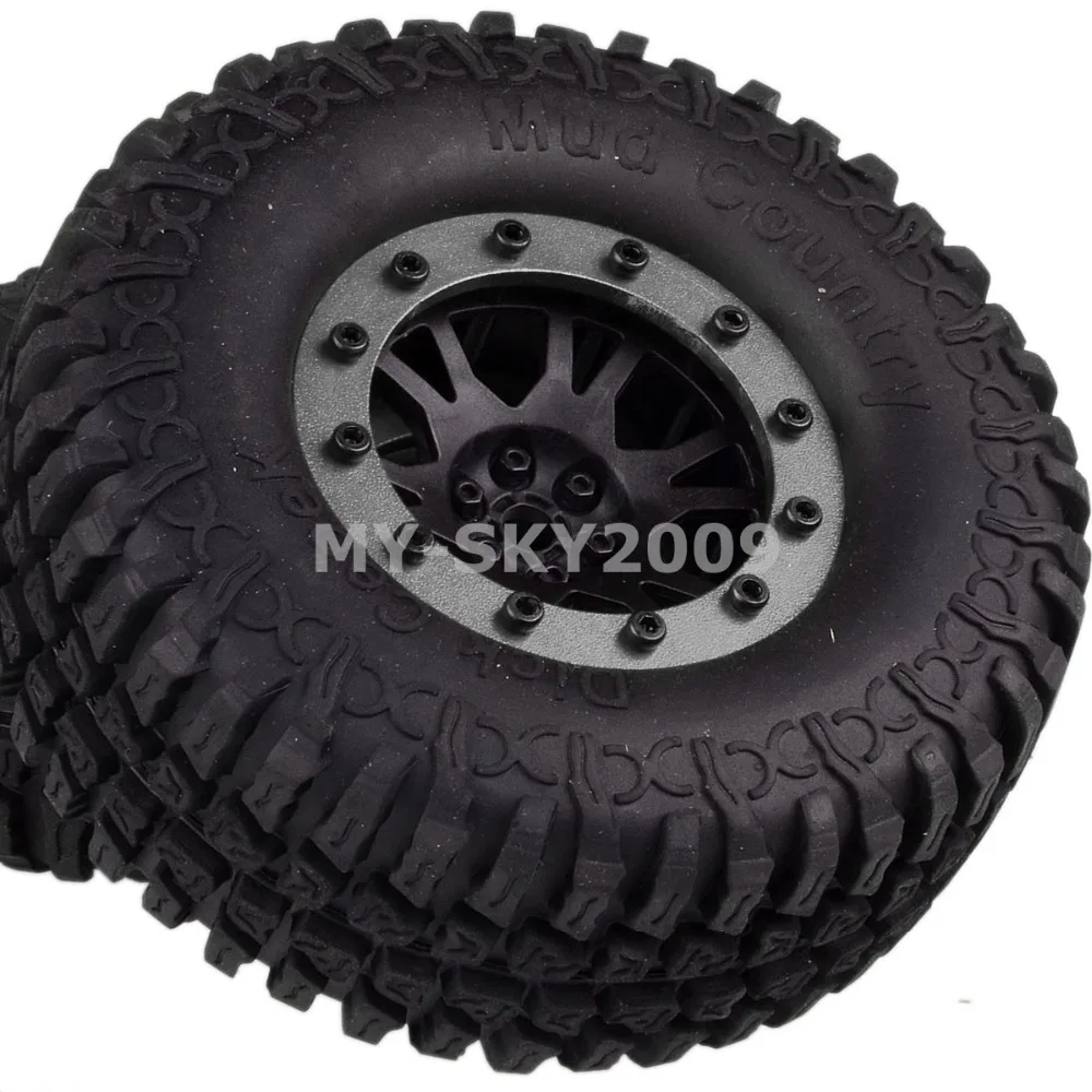 

4pcs 1.9" Beadlock Wheel Rim 100mm Rocks Crawler Tires For RC Truck Buggy 1/10 SCX10 TRX4 CC01