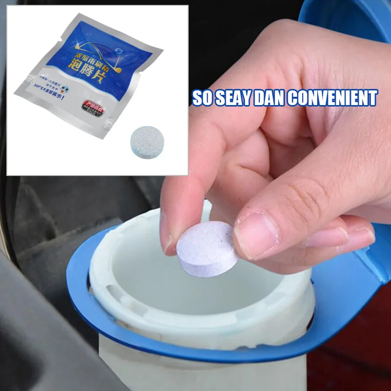 Car Glass Water 2Pcs Windscreen Cleaning Agent Pills Amazing Windshield Cleaner Effervescent Tablets Car Wiper blade accessories images - 6