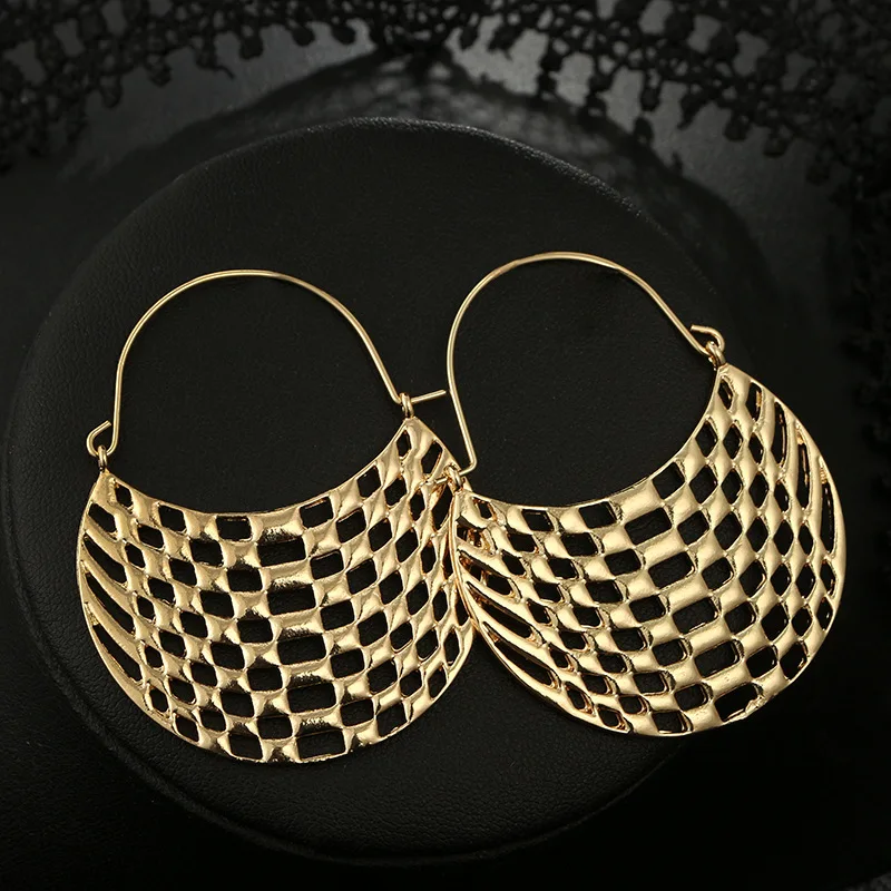 Винтажный геометрический сетчатый Большой Круглый Подвесные серьги женские