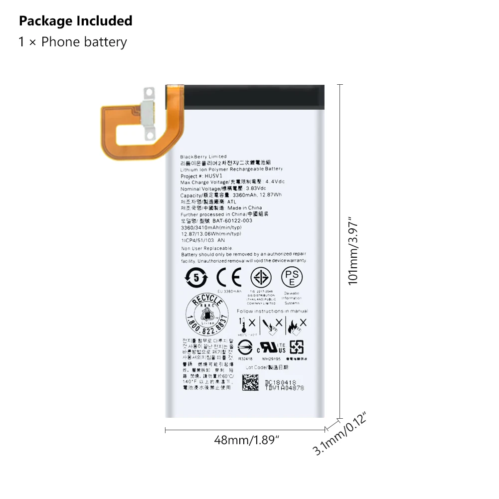 Высокое качество 3410mAh BAT 60122 003 батарея для BlackBerry Priv STV100 1/2/3 литий полимерный