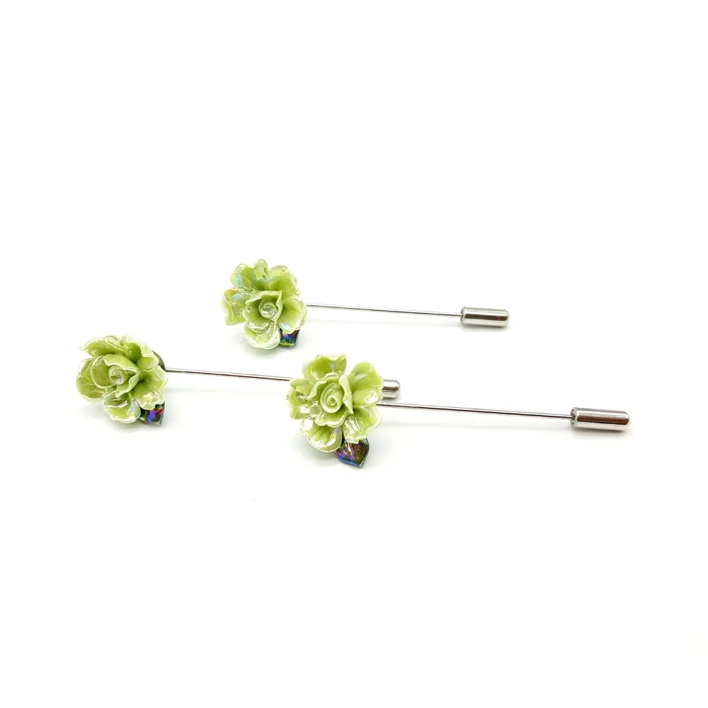 Хит! Необычный дизайн зеленой керамики цветок отворот булавки Новая мода хиджаб