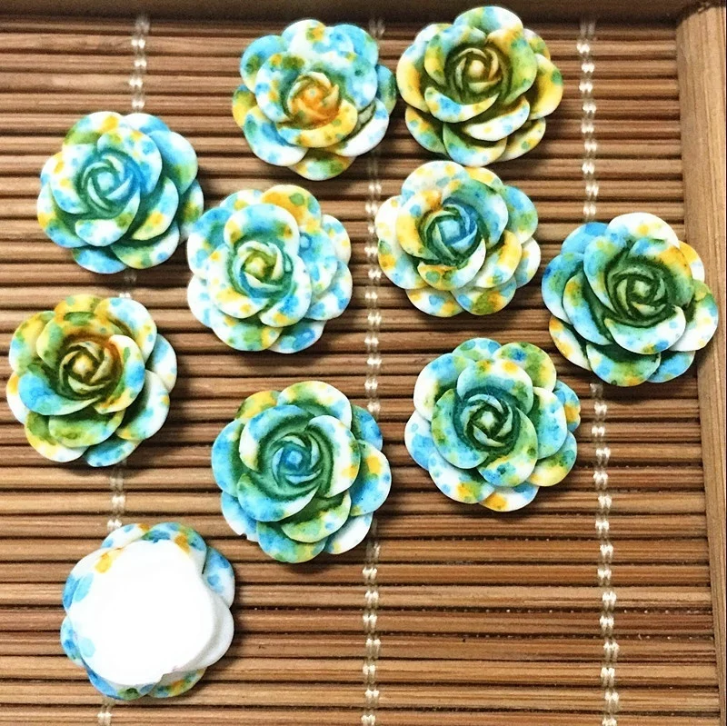 

50pcs Resin Rose Flower flatback Appliques For phone wedding crafts RH-3