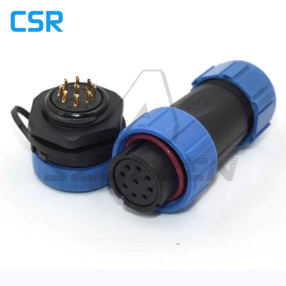 SP2110/S9-P9, светодиодный, водонепроницаемые разъемы 9pin IP68, 21 мм, Панельное крепление, вилки и розетки 9 Pin