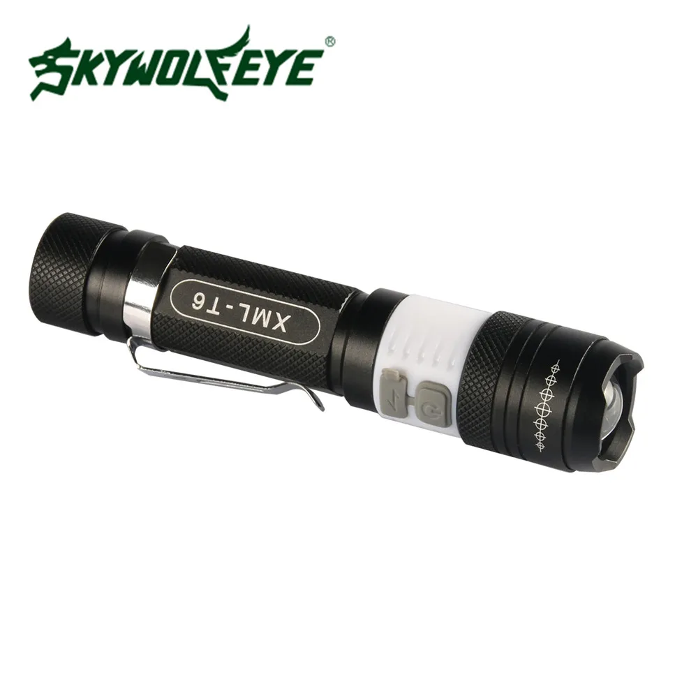 Skywolfeye светодиодный фонарик CREE xm l T6 Водонепроницаемый алюминиевая регулируемая