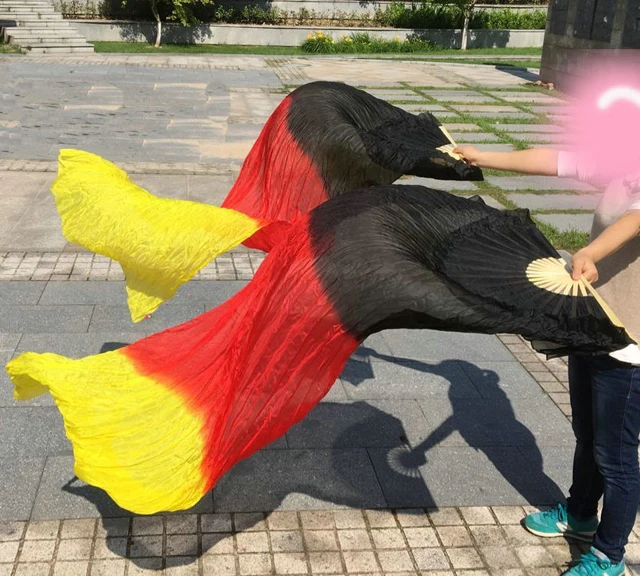 Длинная фата из натурального шелка для танца живота толстая Фата черный красный