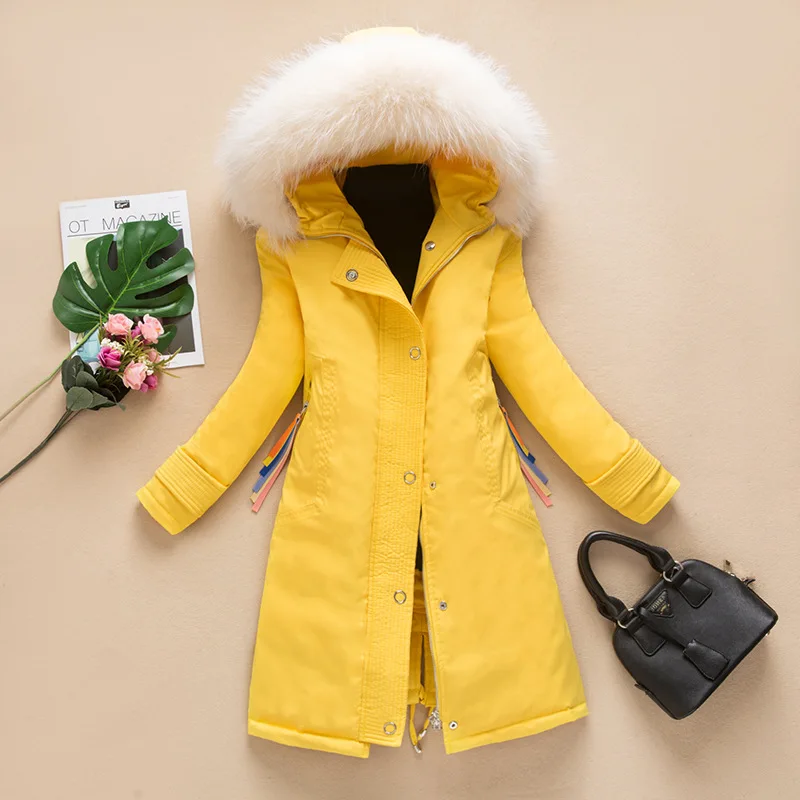 Зимние Для женщин пуховик 2018 утепленная с капюшоном вниз пальто дамы реального