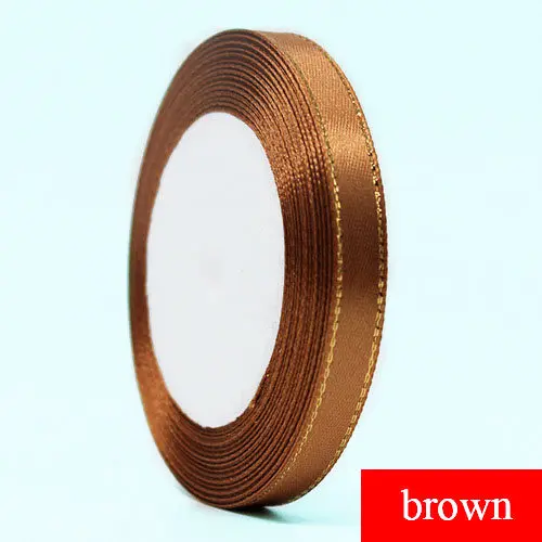 brown 25 ярдов шелковая атласная Золотая лента бант ручной работы DIY 10 мм Подарочные ленты для рукоделия свадебные декоративные рождественские упаковочные материалы для подарков - Цвет: brown