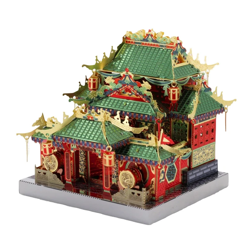 

MU 3D Metal Puzzle Chinatown building fistoffury LED light model DIY Laser Cut Jigsaw Model For Adult Toys Desktop decoration