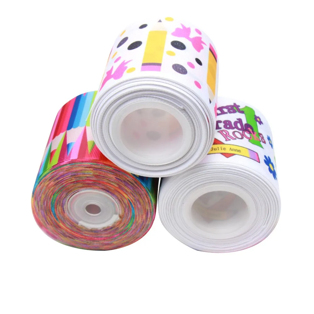 

2Y 3"(75mm) Back to school Pencil Printed Grosgrain Ribbon,DIY sewing ClothingHead Accessories,Gift Wrapping Decorative Material