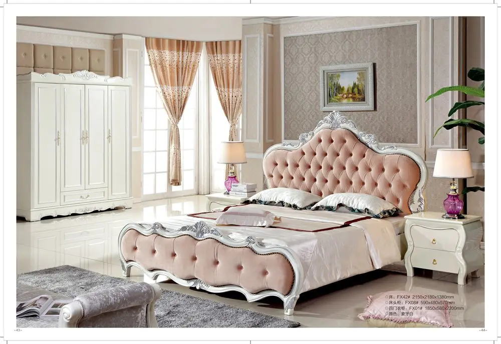 Высокое качество двуспальная кровать с рядом таблицей от мебели foshan|bed king|bed