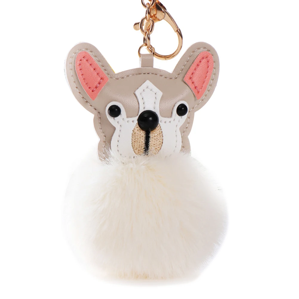 Lovely Cartoon Dog Pompom Key Ring Holder Keychain Women Gift Backpack Ornament | Украшения и аксессуары