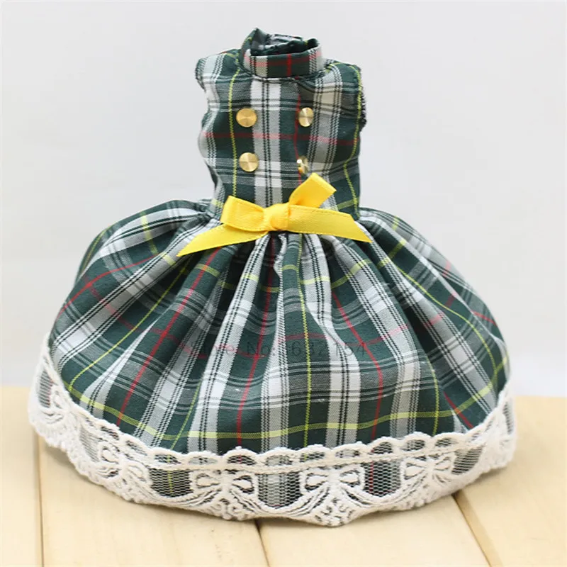 1 шт., модное платье для 1/6 года, кукла BJD, зеленое клетчатое кружевное платье без рукавов для самостоятельного изготовления, платье принцессы, оригинальные аксессуары для кукол