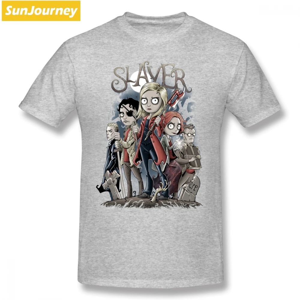Buffy The Vampire Slayer, Мужская футболка, новинка, для отдыха, негабаритных размеров, хлопок, Crewneck, футболки с коротким рукавом - Цвет: Серый