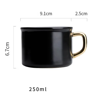black Керамическая кофейная кружка kinglang с золотой ручкой, 4 размера - Цвет: black