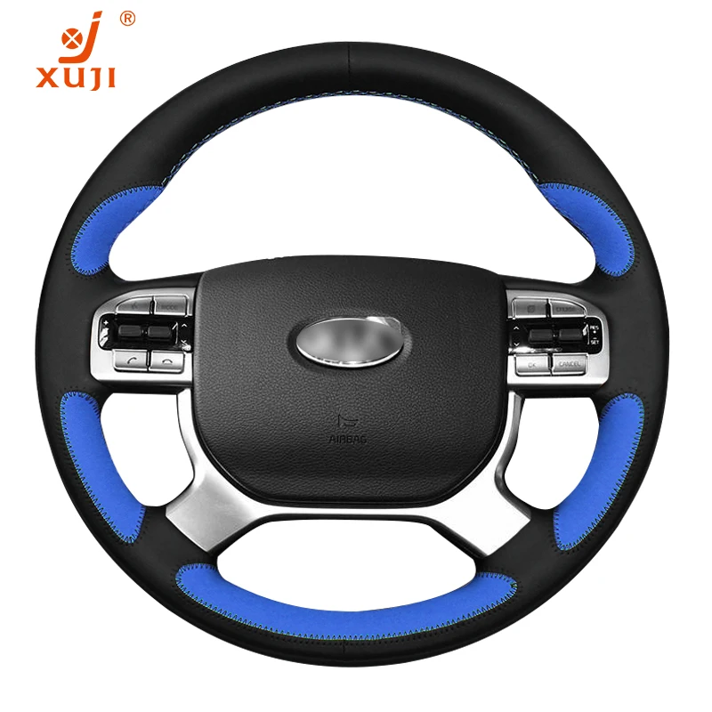 XUJI First Layer Cattle Hide&ampSynthetic Leather 5D Flash Steering Wheel Cover for KIA Custom made hub Non-slip Easy DIY HOT SALE |