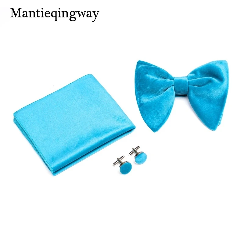 Mantieqingway большие галстуки для мужчин с бантом из плотного бархата Галстуки для свадьба брак сплошной Цвет Bowknots из платье с поясом галстук-бабочка