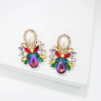 new designer colorful rhinestone stud earrings for women trendy crystal earrings charm jewelry summer brinco girls gift 2022