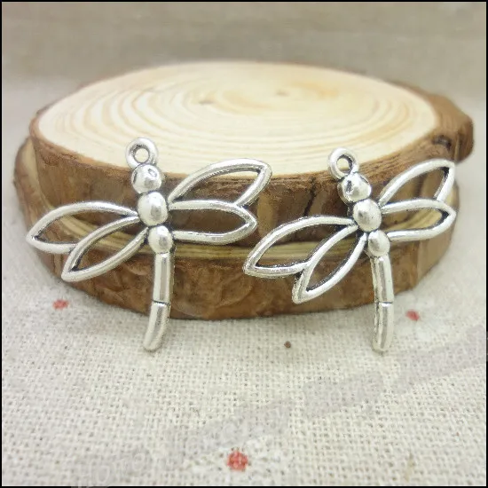 17 шт. винтажные серебряные подвески в виде стрекозы из цинкового сплава для