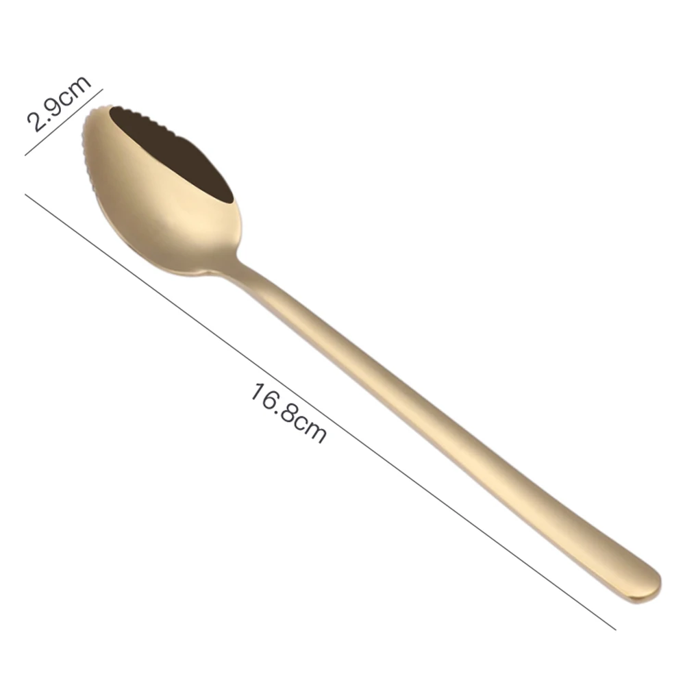 gold Цветная кофейная ложка, 304 нержавеющая сталь, длинная ручка, 7 цветов, корейский набор ложек для смешивания, десерт, длинный ледяной кухонный ковш - Цвет: gold