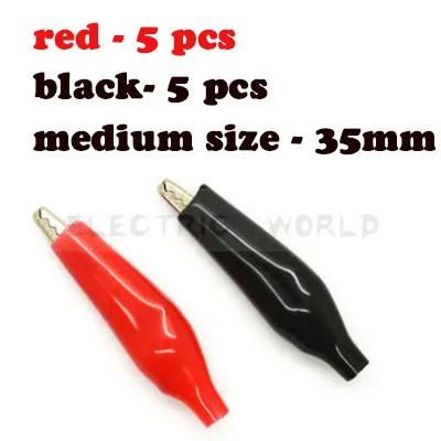10pcs-35mm-mix color Крокодил зажим 28 мм 35 мм 45 мм G98 Электрический зажим для тестирования зонда метр Черный и красный с пластиковым ботинок металлический зажим аллигатора - Цвет: 10pcs-35mm-mix color