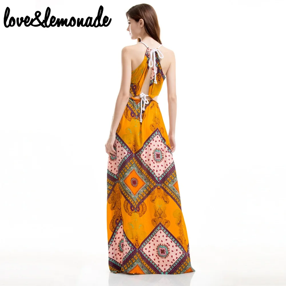 Love & Lemonade богемное длинное платье с вырезом и геометрическими фигурами 9325|cut out|love