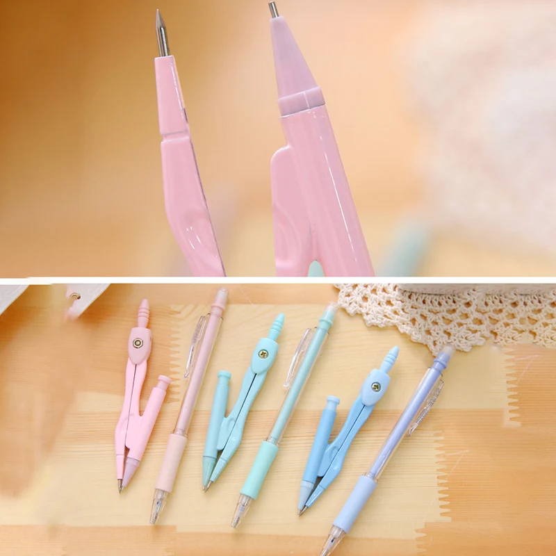 Cute Compasses Drawing Tools Set With Ruler Eraser Mechanical Pencil And Refill Korean Stationery Office School Supplies | Канцтовары