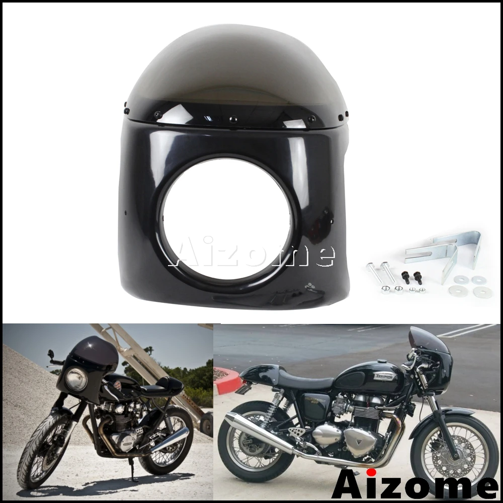 

Universal Motorcycle Cafe Racer 7" Headlight Fairing Smoke Headlamp Cover Windscreen Windshield For Honda Suzuki Yamaha Kawaski