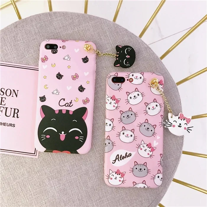 Cute Carton Cat Cases For Oppo F5 F7 Mobile Phone Full Back Covers With Pendant Soft Tpu Case A73 F1S Fundas |