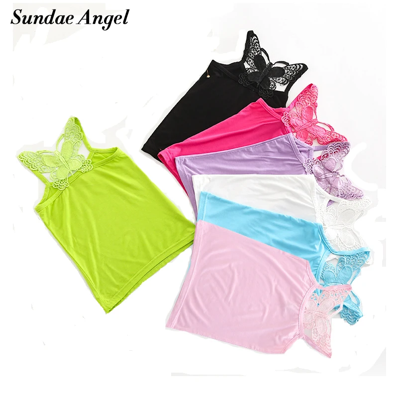 

Sundae Angel Girls Summer Dress Off Shoulder Spaghetti Straps Solid Back Butterfly Pattern Design Kids dresses For Girls 2-8 Y