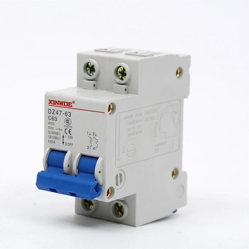 DZ47 63 6A 10A 16A 2P AC 230V или 400V 20A 25A 32A 40A 50A 63A Мини выключатель MCB