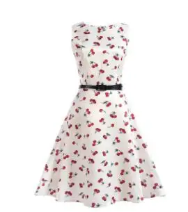 Плюс Размеры вишня печати Pin Up летнее платье Для женщин Винтаж 50 s Rockbility vestidos без