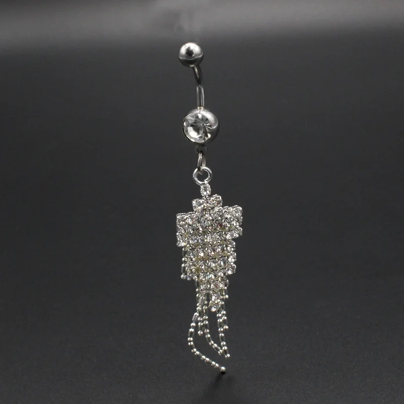 Кольцо для пирсинга живота с серебряным покрытием кольцо кристаллами и