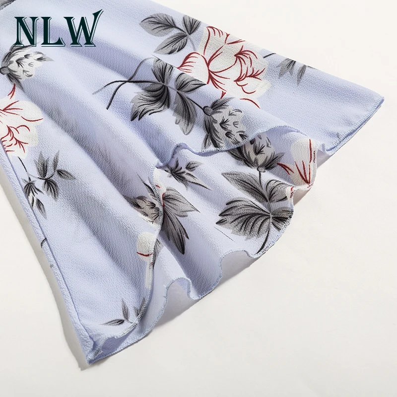 NLW Floral Chiffon Blouses Shirts Off Shoulder Flare Sleeve 2018 Women Summer Backless Short Crop Top Boho Beach Casual Wear |