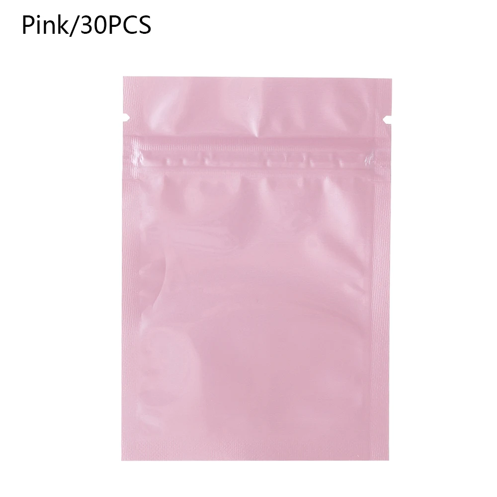 Pink-30PCS 8/10/30 шт 7,5x10 см красочные нагреваемый уплотненный Алюминий Фольга Ziplock мешки на плоской подошве замка застежка-молнии в розницу посылка сумка для конфет и чая Еда Пластик сумки - Цвет: Pink-30PCS