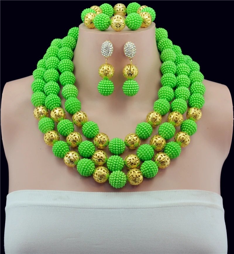 Удивительные африканские бусы ювелирный набор нигерийские Дубай золотые