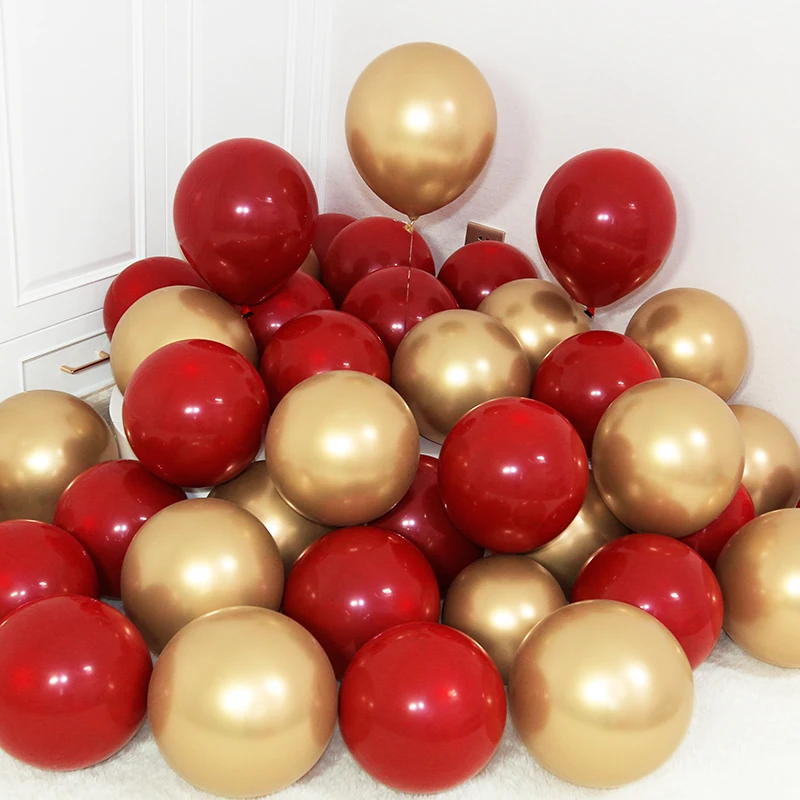 

30/50/100pcs 10inch Chrome Latex Balloons Wedding Party Decor Globos Ruby Red Thick Pearl Metallic Latex Balloon Helium Supplies