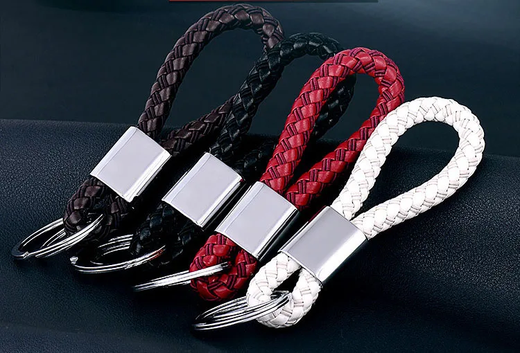 New Woven Leather Key Chain with 2 Rings Men Women business Keychain Party Gift Jewelry Keychian K3080 | Украшения и аксессуары