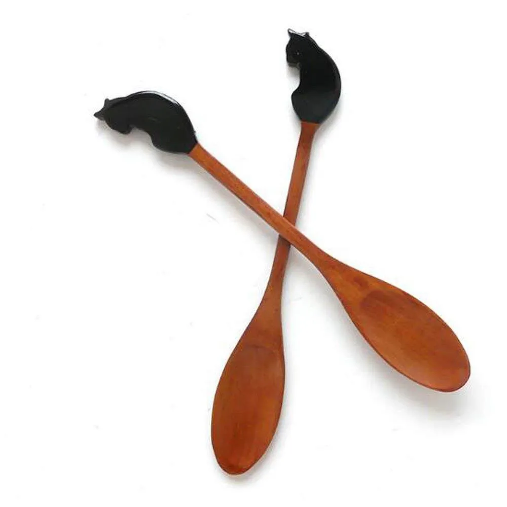 4 шт. новые милые деревянные ложки для кошек деревянная ложка супа с длинной