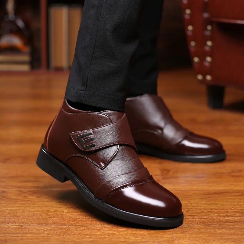 Большие Size38-46 мужская повседневная обувь зимняя хлопковая кожаная Теплая