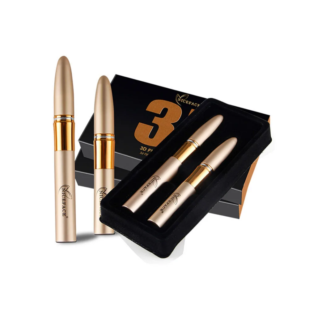 2pcs/set Waterproof 3D Black Mascara Fiber Lash Eyelash Curling Lengthening Cosmetic Eyes Beauty Makeup |