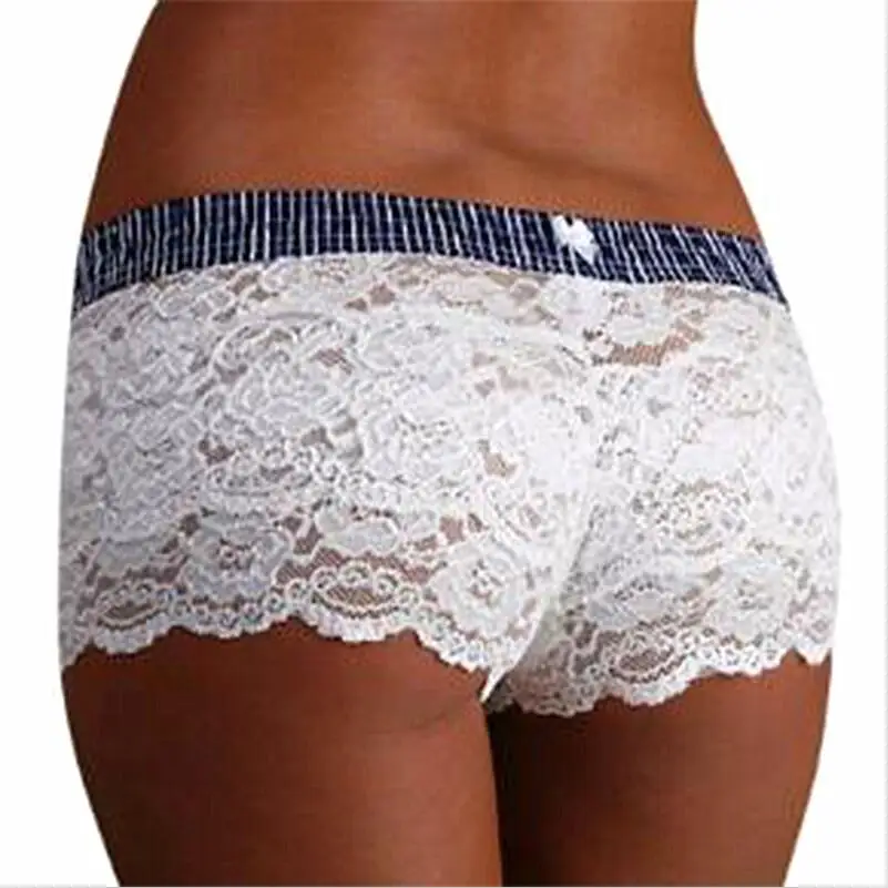 White CINOON женские хлопковые трусики, сексуальное нижнее белье, прозрачные трусики со средней талией, кружевные трусики, дышащее белье, женские удобные трусы с низкой посадкой - Цвет: White
