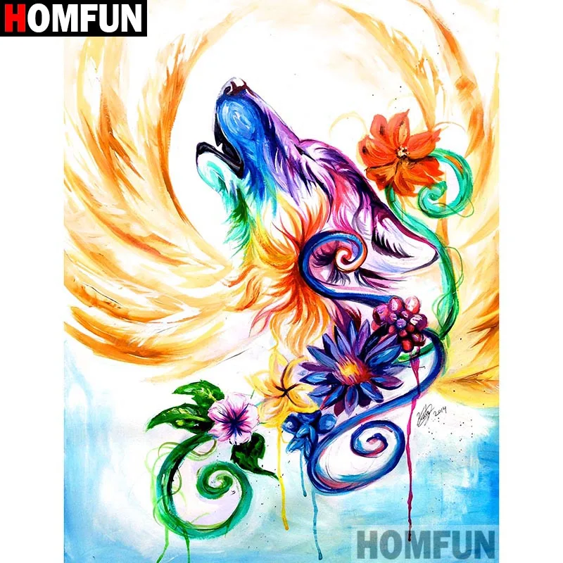 Алмазная живопись HOMFUN цветной цветок алмазная вышивка с полными
