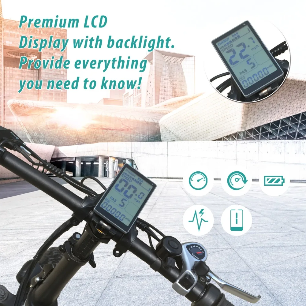 Vtuvia 20 ''дюймовая Толстая шина E-bike литиевая батарея электрический велосипед
