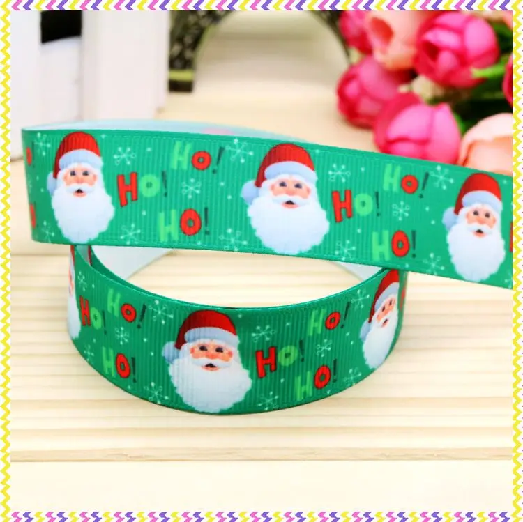 7/8 ''Бесплатная доставка Рождественская лента с принтом Санты корсажная