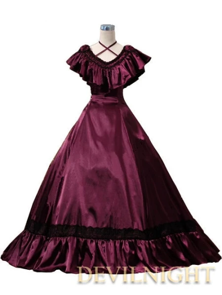 Красное вино викторианское Edwardian Belle Event платье платье|dress up|victorian dresswine red |