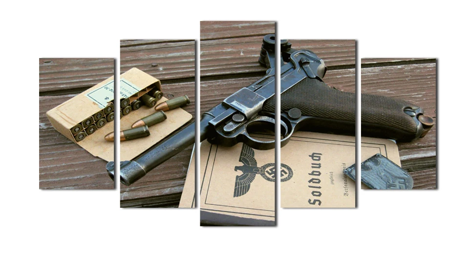 Модная фотография старый пистолет и книга плакат Холст Картина изображение