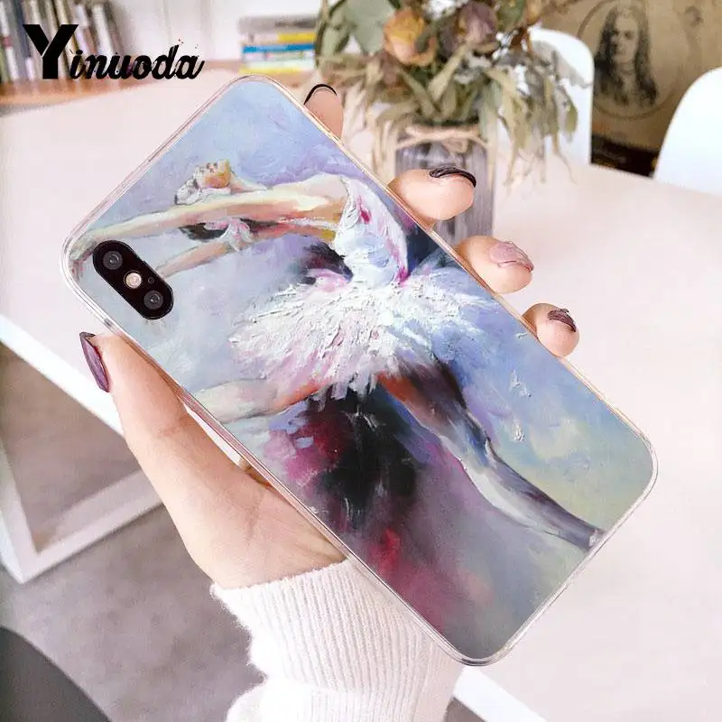 4 Yinuoda для iPhone 7 Чехол Балерина картина маслом Прозрачный чехол для телефона для iPhone 8 7 6 6S Plus X 10 5 5S SE XR XS XSMAX - Цвет: 4